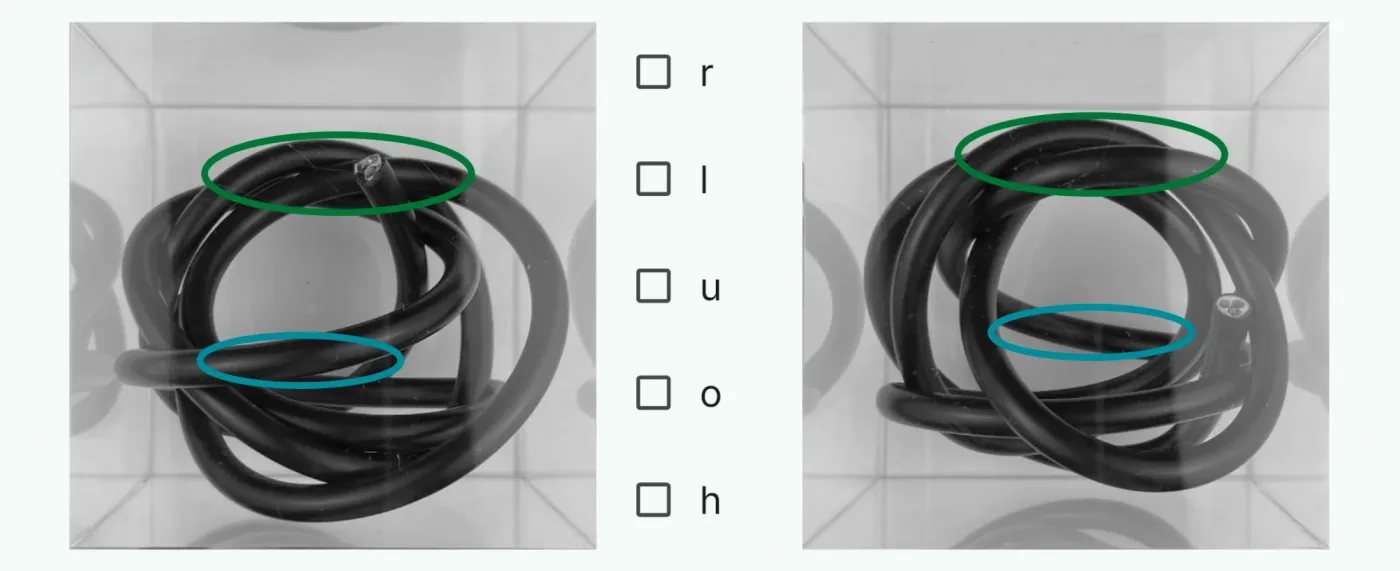 Unübersichtliches Schlauchfiguren-Beispiel mit markierten Ankern