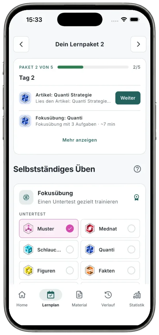 Lernpaket in der MedYourWay App auf einem iPhone